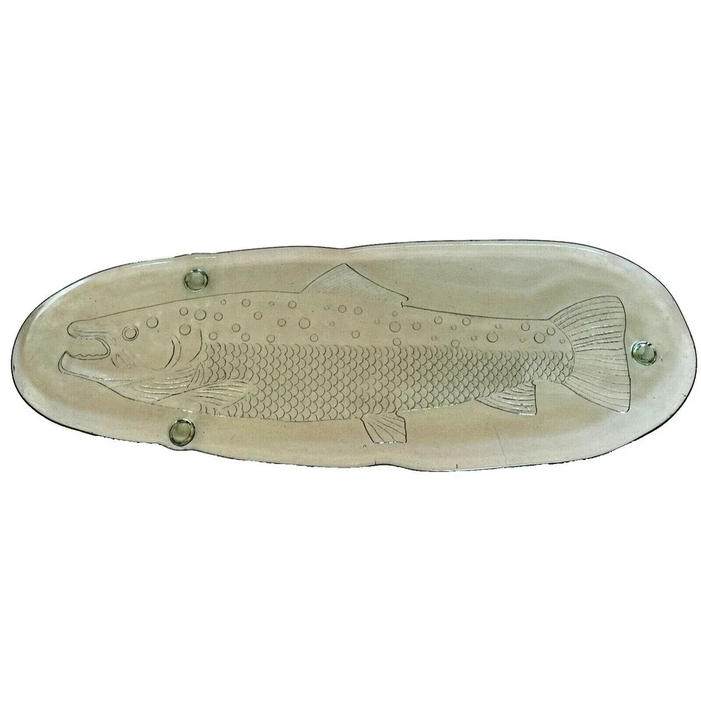 NEW Large Pottery Barn Serving Platter Fish Salmon Thick Green Glass Italy 23